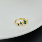 Multi Colour Oval Marquise 18K Gold Copper Free Size Ring Women Bulk