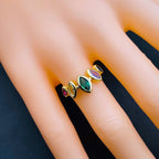 Multi Colour Oval Marquise 18K Gold Copper Free Size Ring Women Bulk