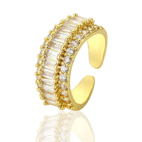 Rainbow Baguette Cubic Zirconia 18K Gold Open Back Ring for Women Secondary image