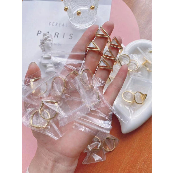 Shell Mother Of Pearl Geometric 18K Gold Copper Free Size Ring Bulk Main image