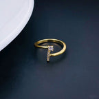 Initial Letter Cubic Zirconia Gold Copper Free Size Ring Women Bulk