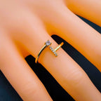 Initial Letter Cubic Zirconia Gold Copper Free Size Ring Women Bulk