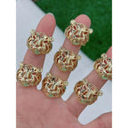 Tiger Filigree Mask 18K Gold Anti Tarnish Copper Open Back Ring Bulk