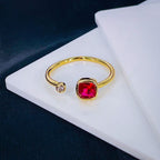 Cushion Cut CZ 18K Gold Anti Tarnish Copper Free Size Ring Bulk
