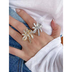 Ribbon Baguette CZ 18K Gold Anti Tarnish Copper Free Size Ring Bulk