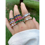 Ruby Pink Baguette Invisible Set Gold Anti Tarnish Open Back Ring Bulk
