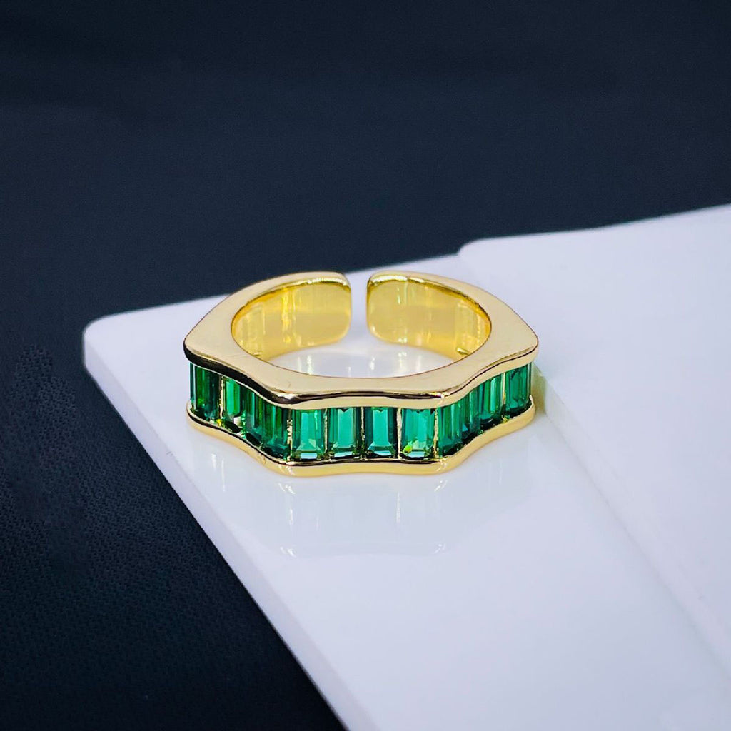 Ruby Pink Baguette Invisible Set Gold Anti Tarnish Open Back Ring Bulk
