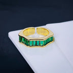 Ruby Pink Baguette Invisible Set Gold Anti Tarnish Open Back Ring Bulk