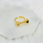 Black Heart Arrow Love Cubic Zirconia 18K Gold Free Size Ring Bulk