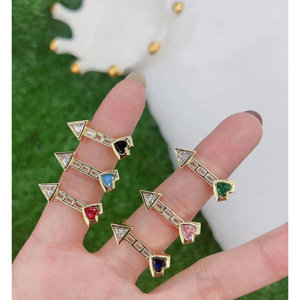 Black Heart Arrow Love Cubic Zirconia 18K Gold Free Size Ring Bulk