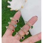 Black Heart Arrow Love Cubic Zirconia 18K Gold Free Size Ring Bulk