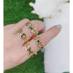 Geometric Square Smart 18K Glossy Gold Open Back Ring For Women Bulk