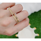 Dual Finger Heart Love 18K Gold Copper Studded Free Size Ring Bulk
