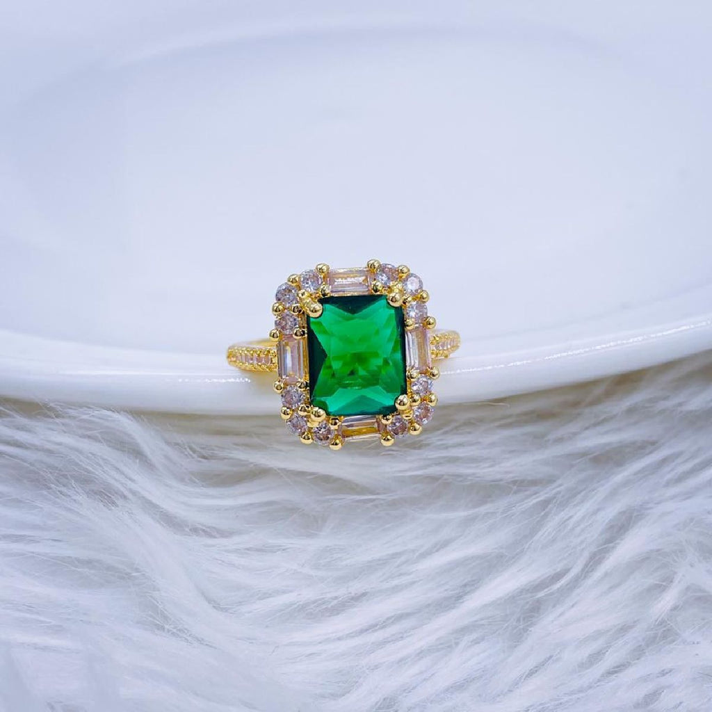 Copper Blue Sapphire Baguette CZ 18K Gold Free Size Ring Bulk
