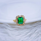 Copper Blue Sapphire Baguette CZ 18K Gold Free Size Ring Bulk