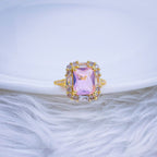 Copper Blue Sapphire Baguette CZ 18K Gold Free Size Ring Bulk