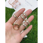 T Luxury Mother Of Pearl White 18K Gold Free Size Ring For Women Bulk