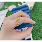 Delicate Mesh Ball 18K Gold Anti Tarnish Open Back Ring For Women