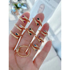 Blue Dual Pear Cubic Zirconia 18K Gold Free Size Ring For Women Bulk