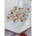 Blue Rectangle Copper 18K Gold Anti Tarnish Free Size Ring Women Bulk