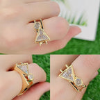 Cushion Shapes Geometric Trillion CZ 18K Gold Free Size Ring Bulk