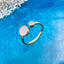 Round Mother Of Pearl White Gold Free Size Adjustable Ring Women Bulk