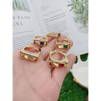 Square Smart Copper Cubic Zirconia 18K Gold Free Size Ring Women Bulk