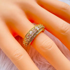 Baguette Cubic Zirconia Silver Copper Open Back Free Size Ring Bulk