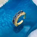 Ruby Red Cubic Zirconia Crystal Baguette Gold Adjustable Ring Bulk