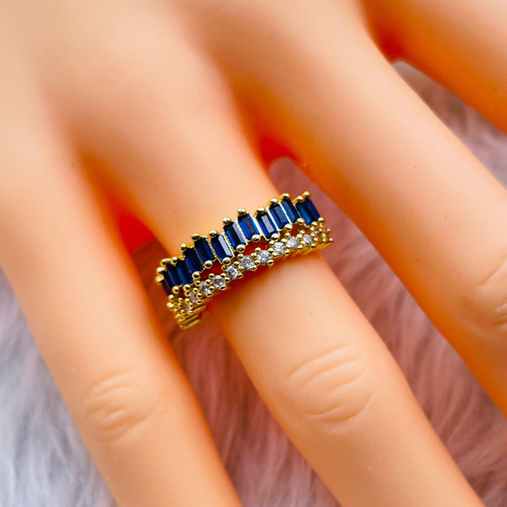 Ruby Red Cubic Zirconia Crystal Baguette Gold Adjustable Ring Bulk