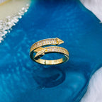 Wrap Around Arrow Cubic Zirconia Copper 18K Gold Free Size Ring Bulk