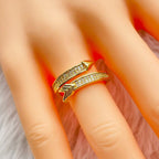 Wrap Around Arrow Cubic Zirconia Copper 18K Gold Free Size Ring Bulk
