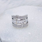 Belt Buckle Cubic Zirconia 18K Gold Copper Open Back Ring Women Bulk