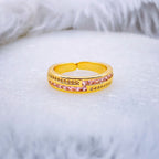 Ruby Red Copper Zig Zag Cubic Zirconia 18K Gold Open Back Ring Bulk