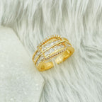 Belt Buckle Copper Cubic Zirconia 18K Gold Open Back Ring Women Bulk
