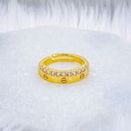 Screw Nail Copper Cubic Zirconia 18K Gold Open Back Ring Women Bulk