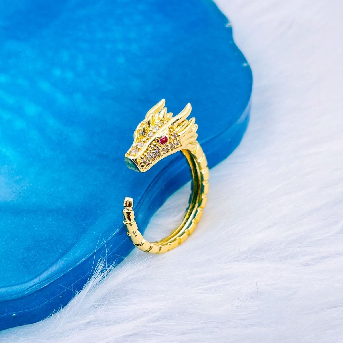 Dragon Cubic Zirconia 18K Gold Copper Open Back Ring For Women Bulk