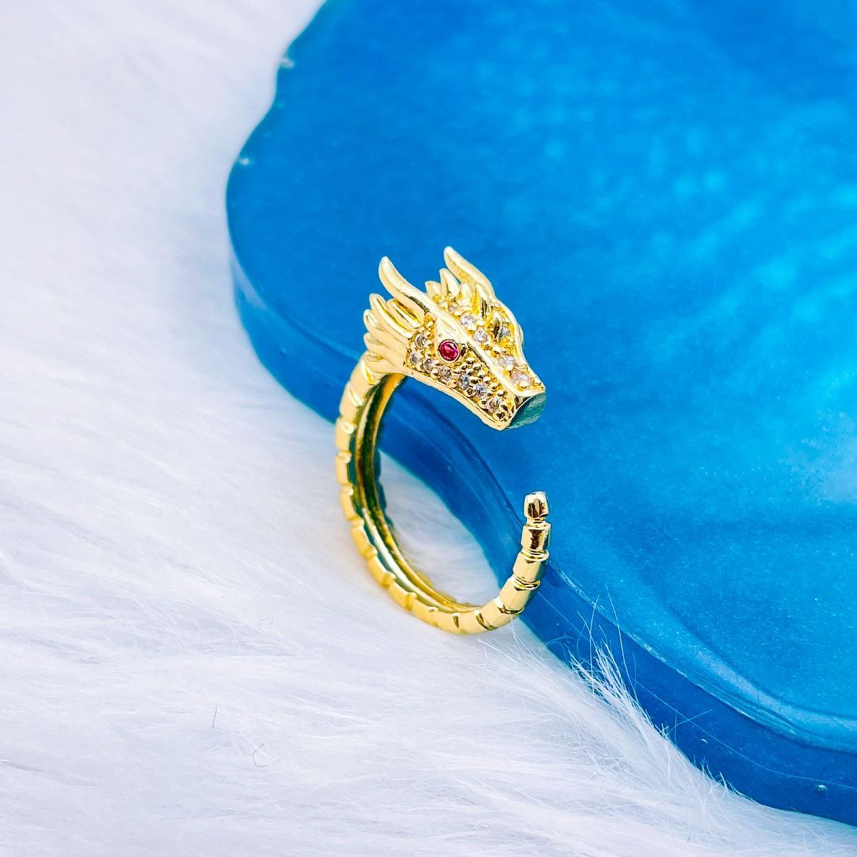 Dragon Cubic Zirconia 18K Gold Copper Open Back Ring For Women Bulk Main image