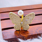 Butterfly Pearl Cubic Zirconia 18K Gold Copper Free Size Ring Bulk