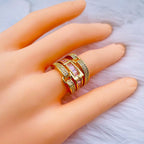 Belt Buckle Cubic Zirconia 18K Gold Copper Open Back Ring Women Bulk