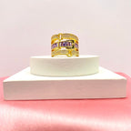 Belt Buckle Cubic Zirconia 18K Gold Copper Open Back Ring Women Bulk