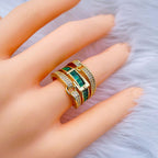 Belt Buckle Cubic Zirconia 18K Gold Copper Open Back Ring Women Bulk