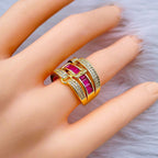 Belt Buckle Cubic Zirconia 18K Gold Copper Open Back Ring Women Bulk
