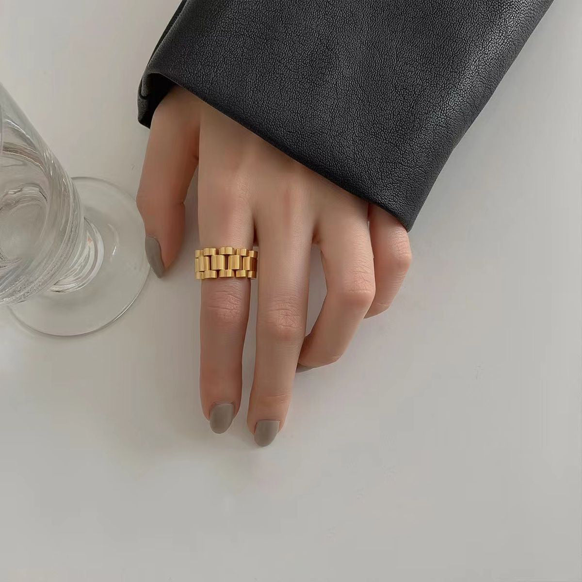 Luxury Watch Band 18K Gold Stainless Steel Flexible Ring Men Bulk