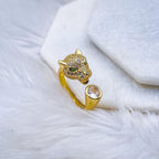 Panther Leopard Cubic Zirconia 18K Gold Free Size Ring For Women Bulk
