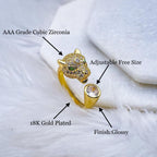 Panther Leopard Cubic Zirconia 18K Gold Free Size Ring For Women Bulk