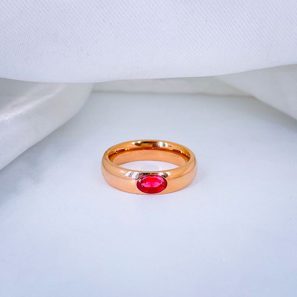 Oval Emerald Cubic Zirconia Rose Gold Stainless Steel Band Ring Bulk