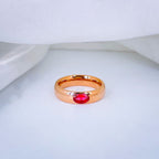 Oval Emerald Cubic Zirconia Rose Gold Stainless Steel Band Ring Bulk
