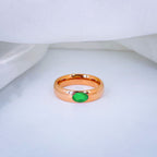 Oval Emerald Cubic Zirconia Rose Gold Stainless Steel Band Ring Bulk