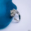 Panther Leopard Cubic Zirconia Green Eye Silver Free Size Ring Bulk